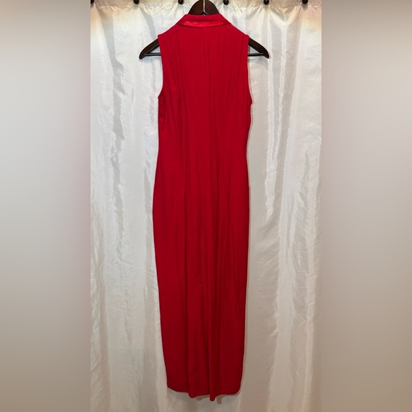 Vintage La Belle Red Sleeveless Button Front Midi Dress - Size 5 - Made in USA - Picture 2 of 8